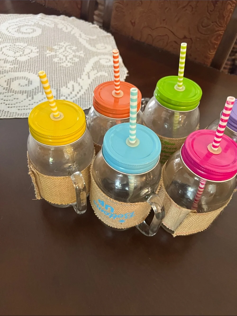 Large Colorful Mason Jar Drinking Glasses with Straw - Assorted Colors,